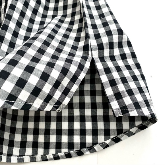 Black White Ginghamcore Prairie Embroidered Cotton Blouse Top Sz 8 Cottagecore - Picture 8 of 11